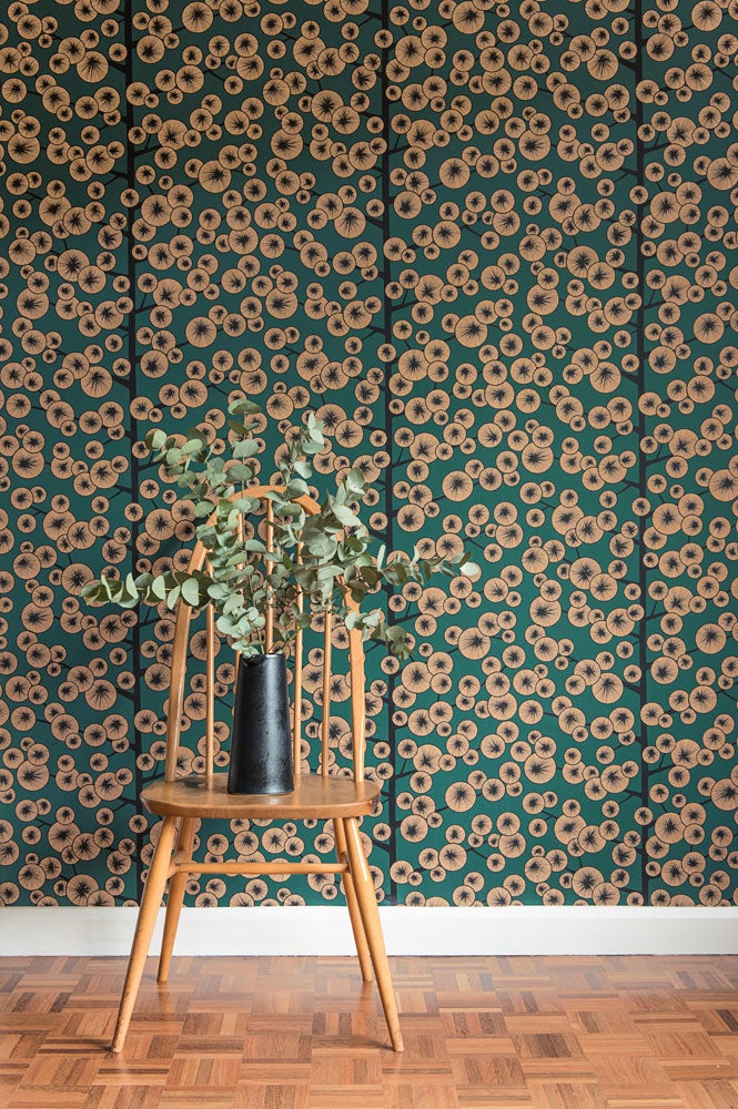 Cotton Tree , grön tapet