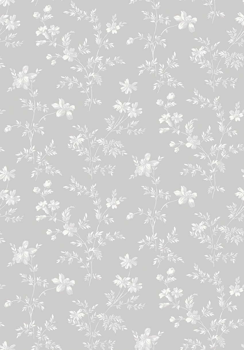 Ängsblomma, grå och vit tapet