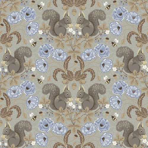 Kurre  blommor och djur, gråbeige