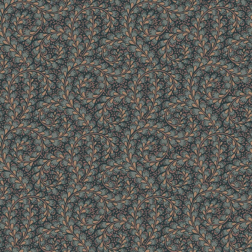 Wild Ferns, tapet i mörkt blå botten