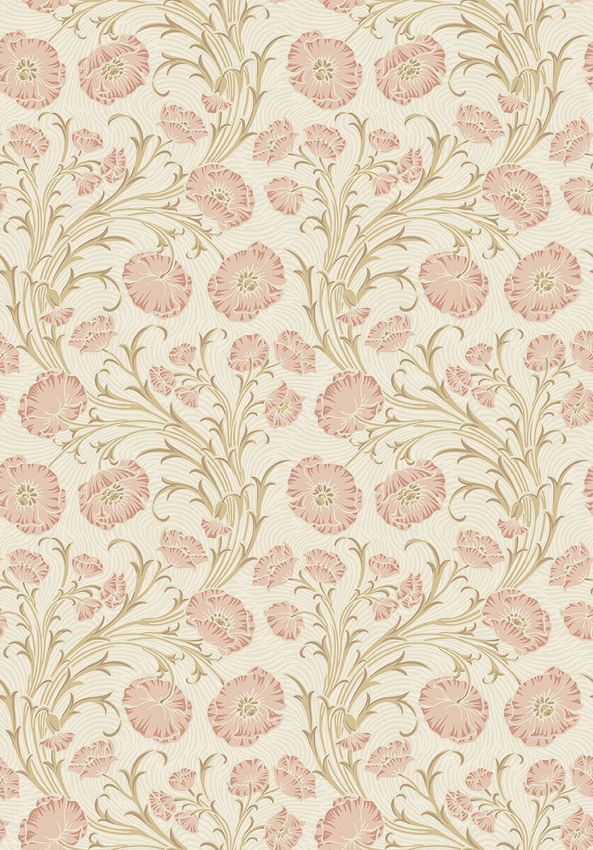 Poppy Flow, blommor på beige botten