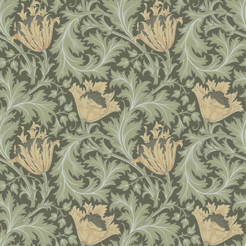 Anemone - W. Morris, grön tapet
