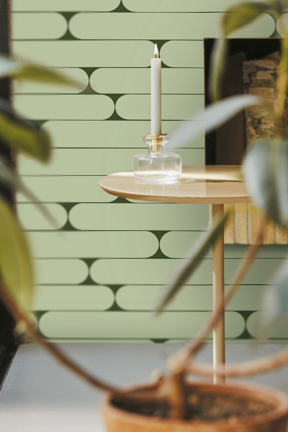 Marimekko Putki, grön tapet