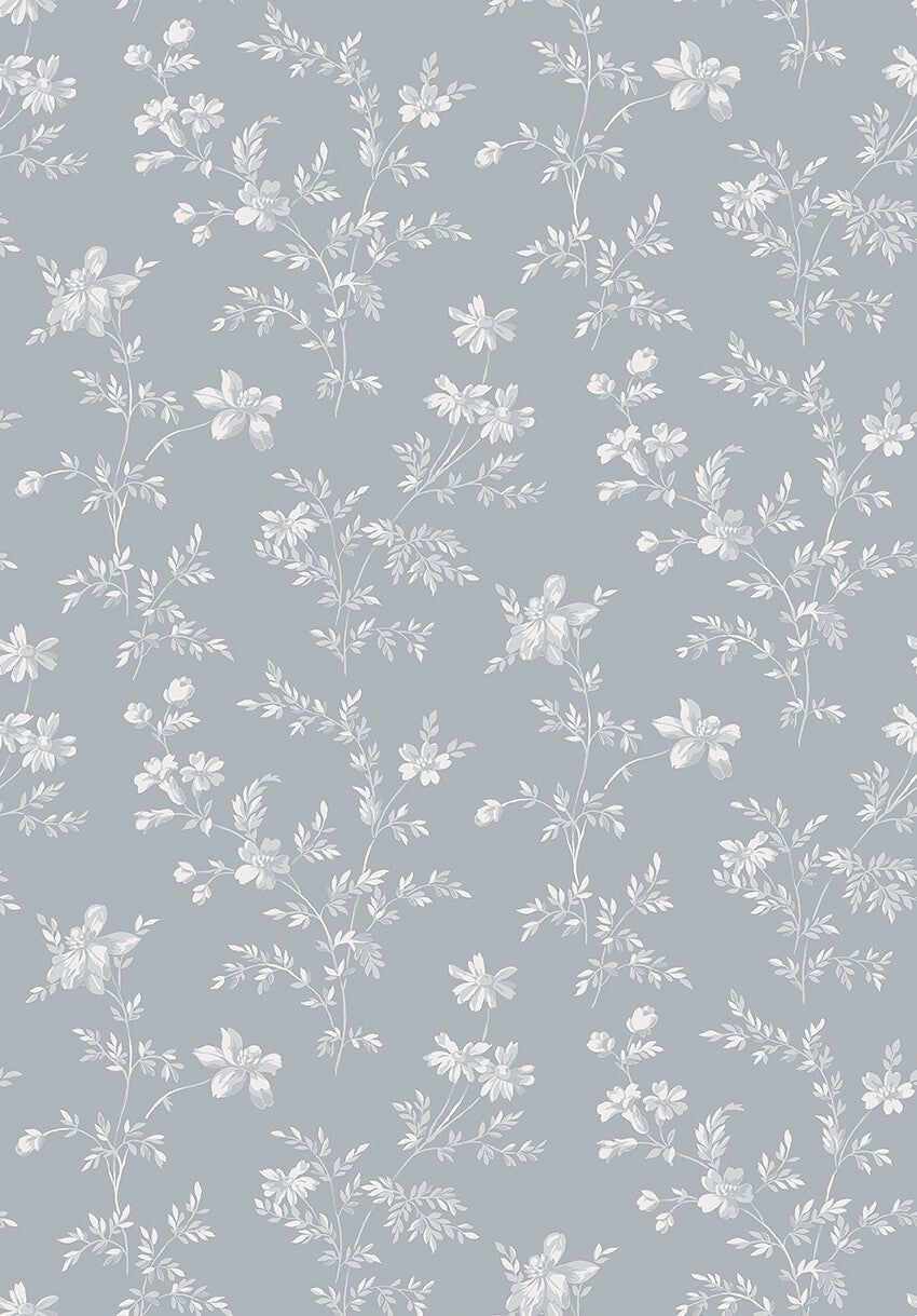 Ängsblomma, blå och vit tapet