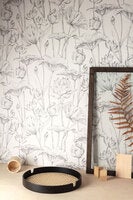 Lotus black, tapet i vit och svart