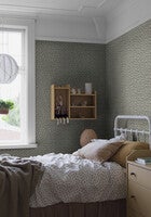 Skogsblomst, beige och grön tapet