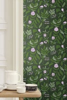 Marimekko Kasvio, svart och grön tapet