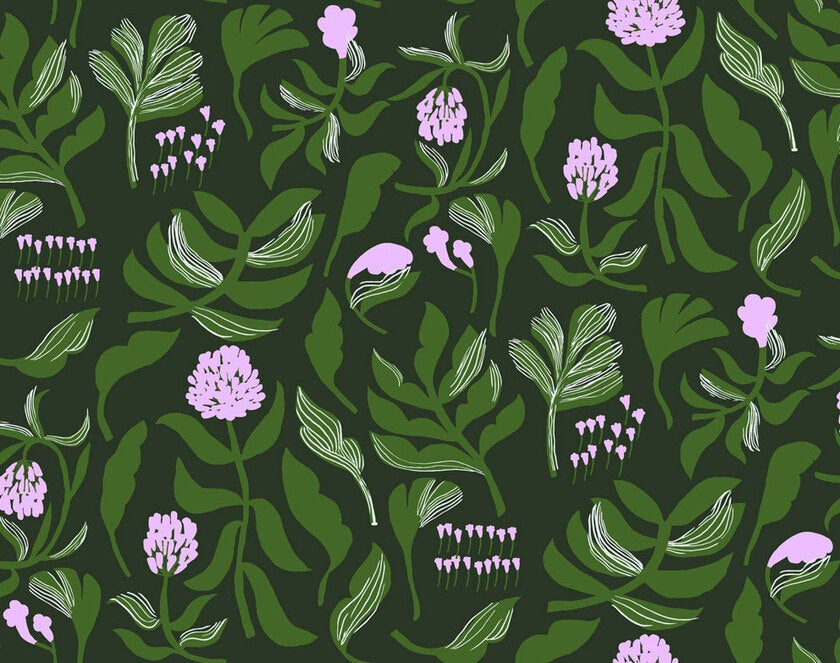 Marimekko Kasvio, svart och grön tapet