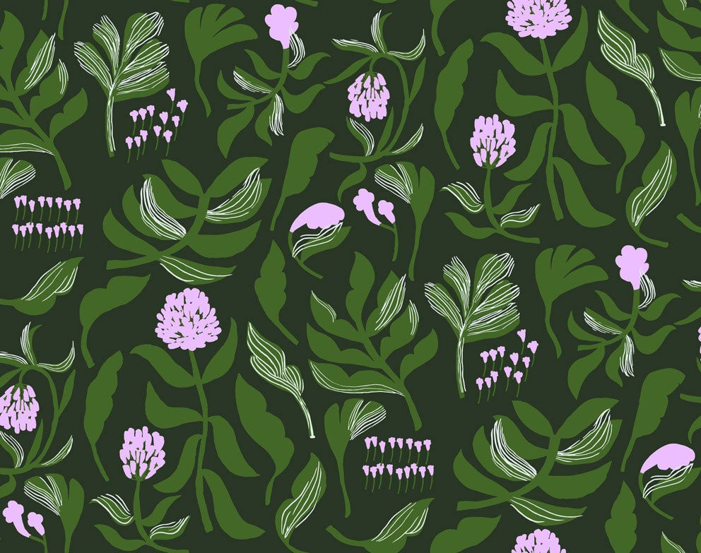 Marimekko Kasvio, svart och grön tapet