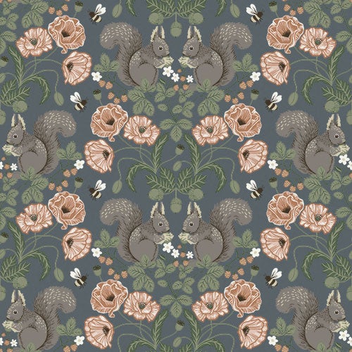 Kurre  blommor och djur, gråblå