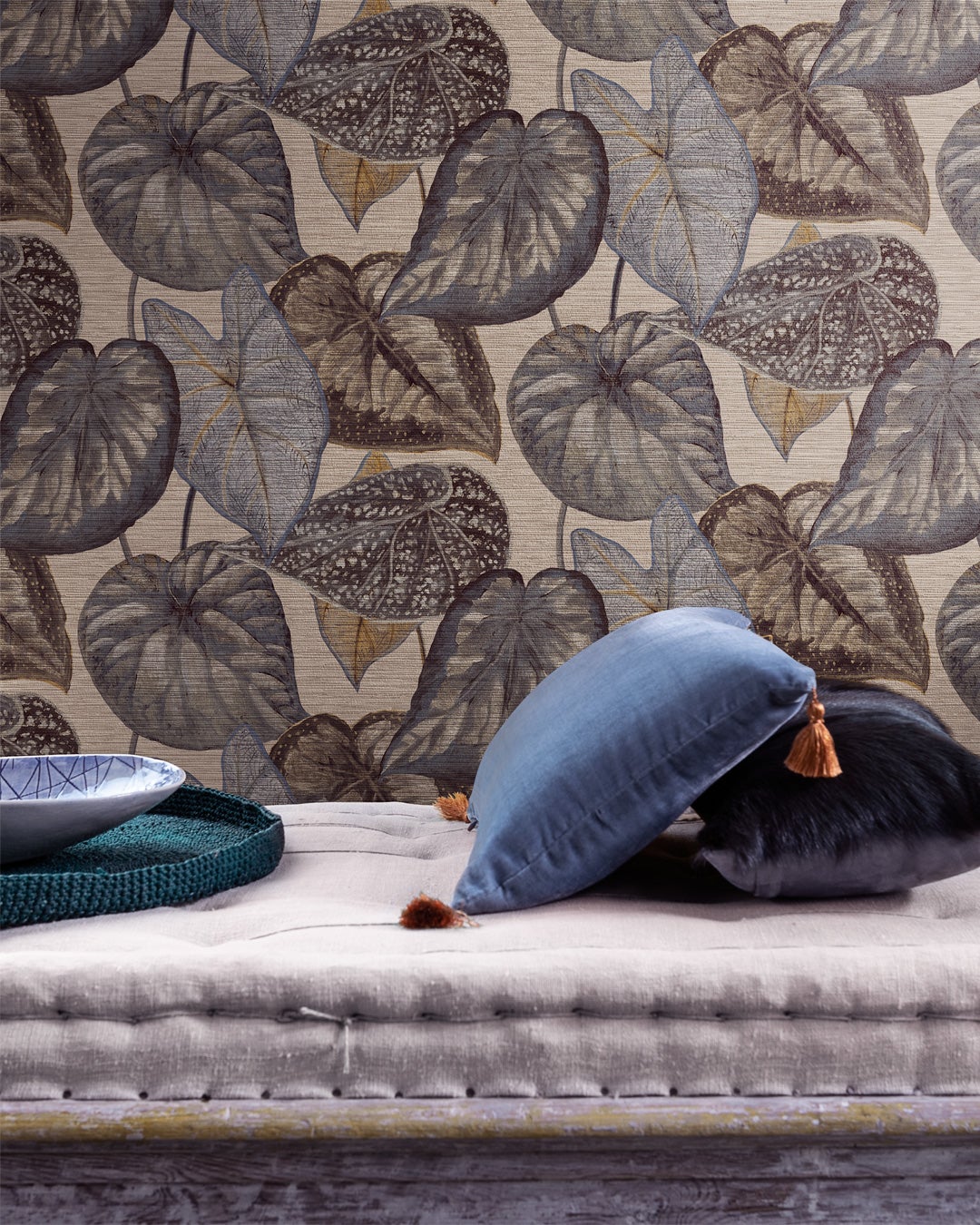 Tropical Leaves, beige tapet