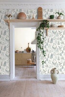 Betula, tapet i cremevit och grön