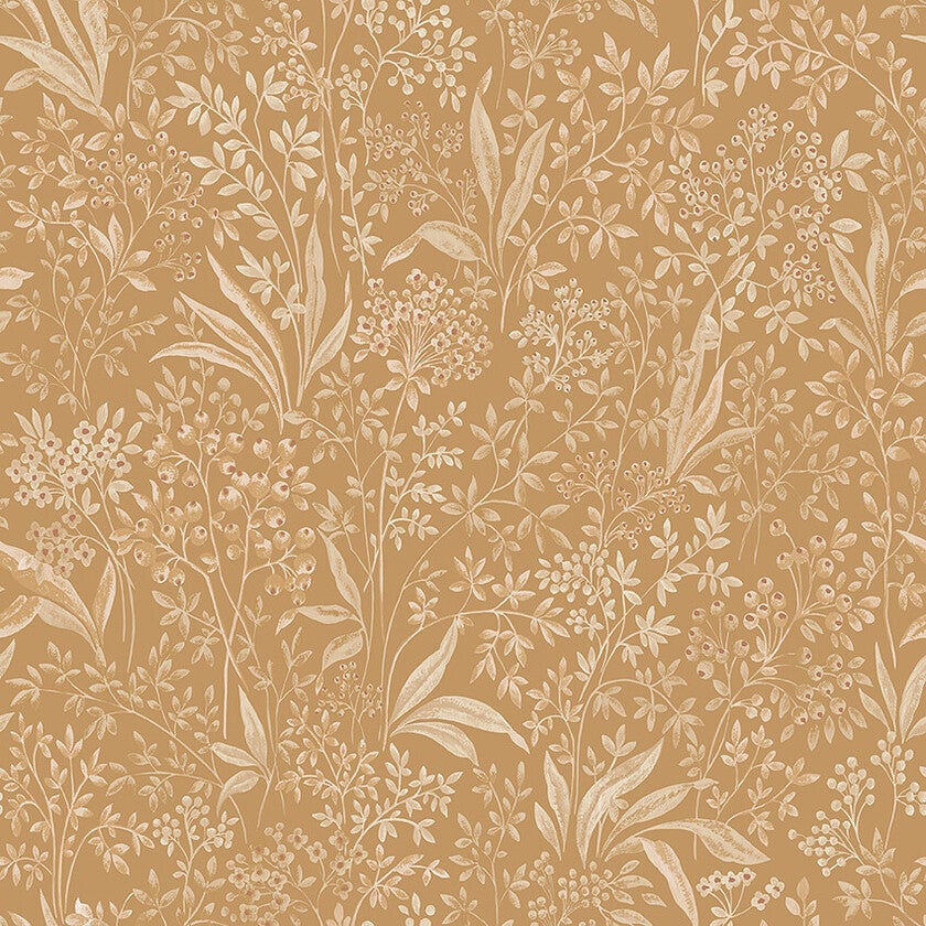 Nocturne slingrande bladverk, varmgul ockra