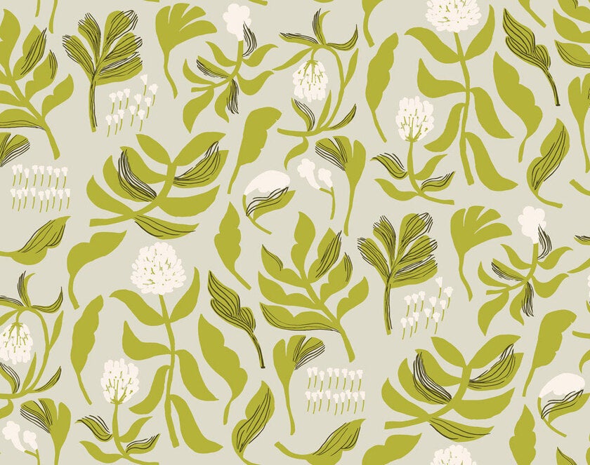 Marimekko Kasvio, grå och grön tapet