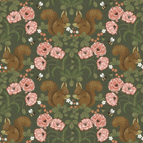 Kurre  blommor och djur, grön