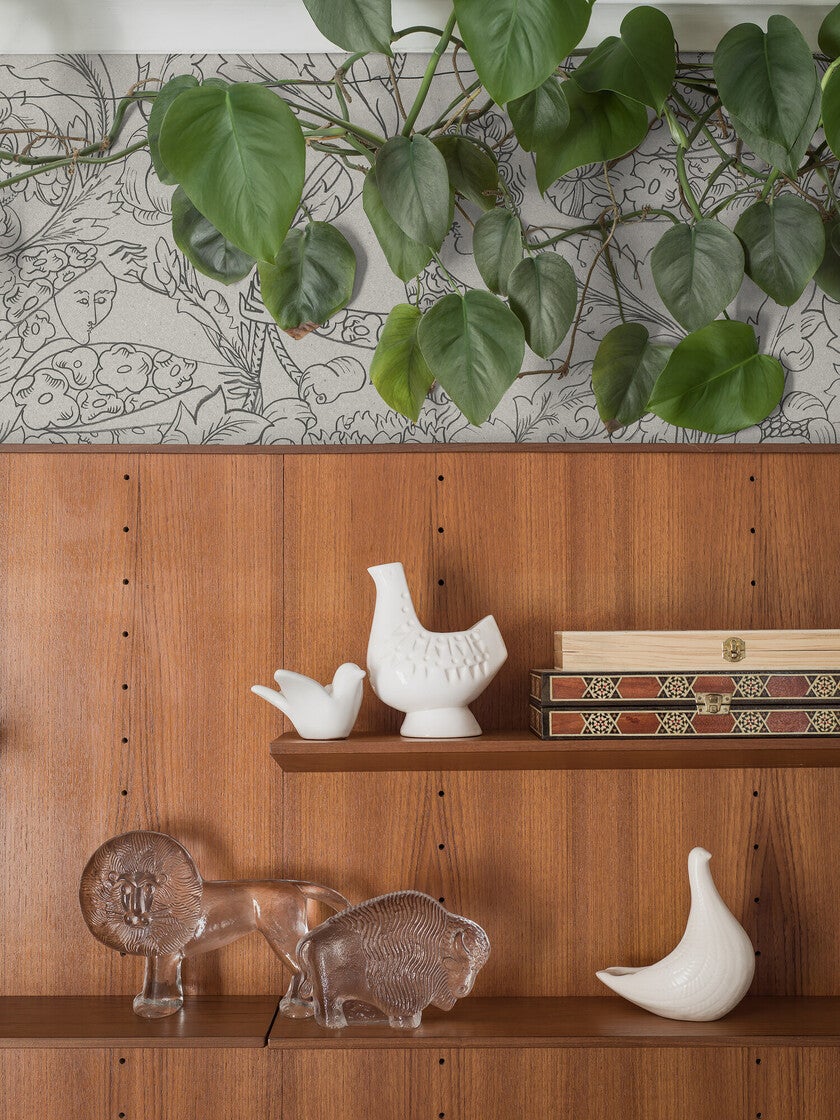 Floral Dream, ljus gråbeige botten