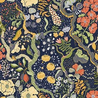 Ann stormönstrad tapet, blå botten