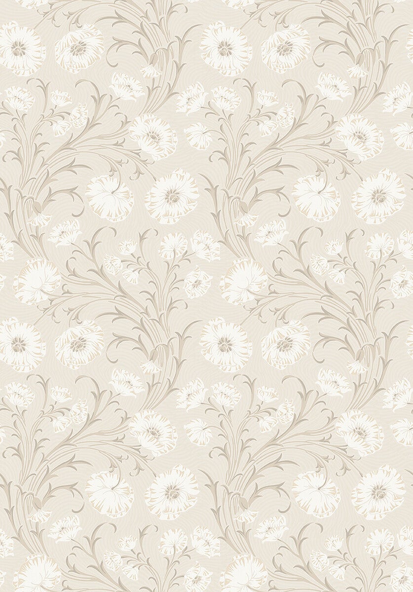 Poppy Flow, blommor på gråbeige botten