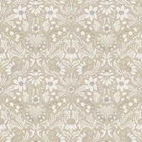 Blomsterfröjd, beige, vit och grön tapet